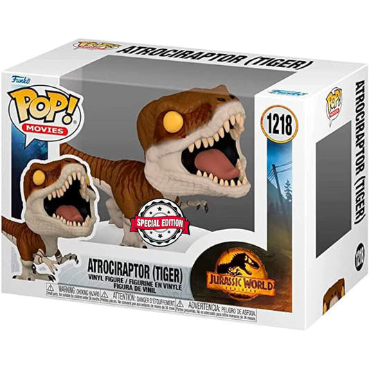 Figura Funko POP! Atrociraptor Tiger de Jurassic World en caja con ventana