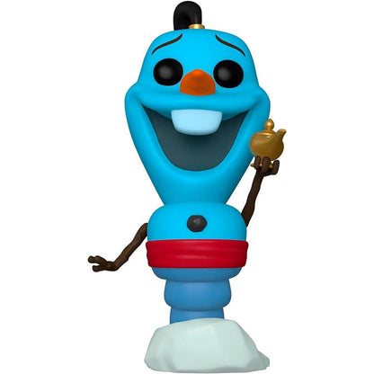 Figura Funko POP exclusiva de Olaf como genio con lámpara dorada