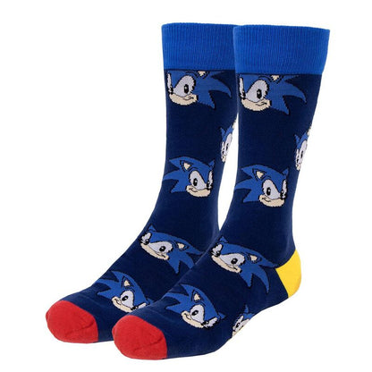Set de tres pares de calcetines Sonic azules con estampados de personajes y anillos - 2