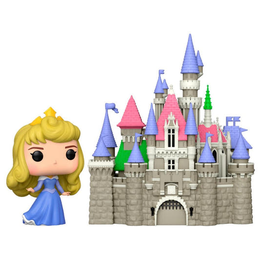 Figura FUNKO POP Town de Aurora junto a un castillo Disney