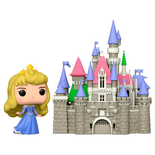 Figura FUNKO POP Town de Aurora junto a un castillo Disney