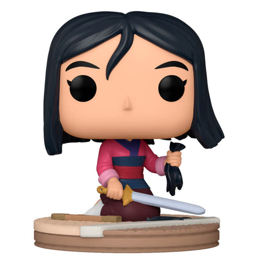 Figura Funko POP! de Mulan con espada y base escénica