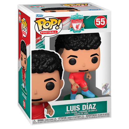 Figura Funko POP! de Luis Díaz con uniforme rojo del Liverpool y balón de fútbol - 2