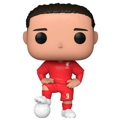 Figura Funko POP! de Darwin Núñez con uniforme rojo del Liverpool y balón