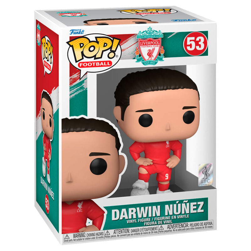 Figura Funko POP! de Darwin Núñez con uniforme rojo del Liverpool y balón - 2