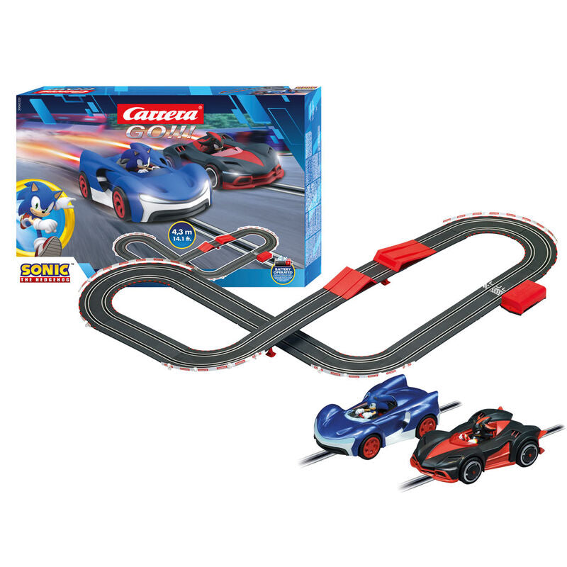 Circuito Carrera GO!!! de Sonic y Shadow con dos coches y rampa de salto