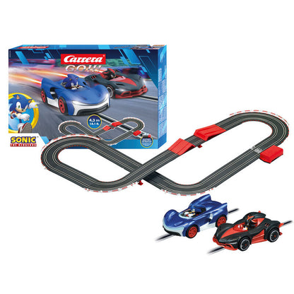 Circuito Carrera GO!!! de Sonic y Shadow con dos coches y rampa de salto