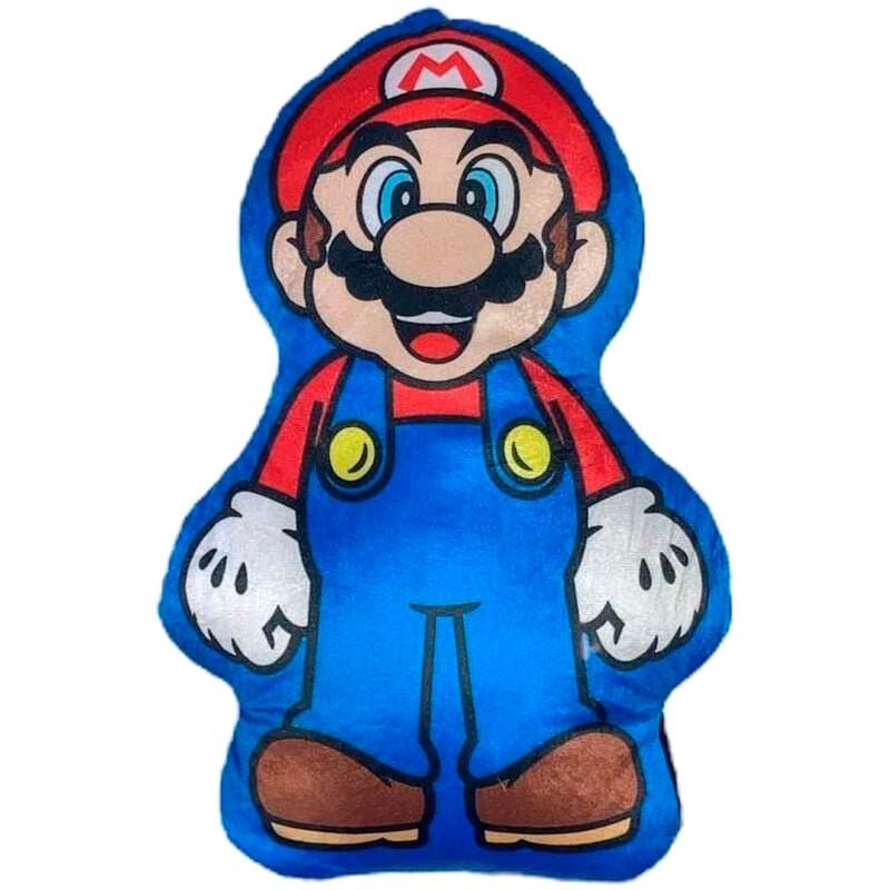 Cojín 3D de Mario de Super Mario Bros en rojo y azul