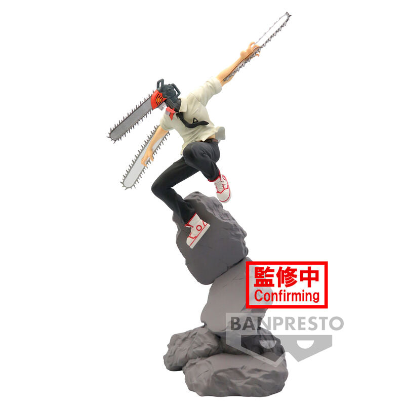 Figura de Katana Man de Chainsaw Man sobre una base rocosa