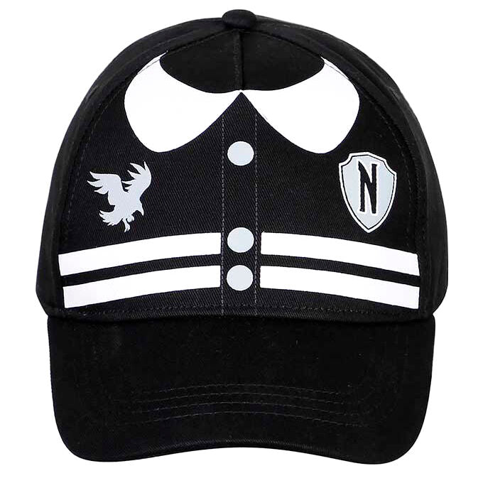 Gorra infantil negra Wednesday Varsity con detalles blancos - 2