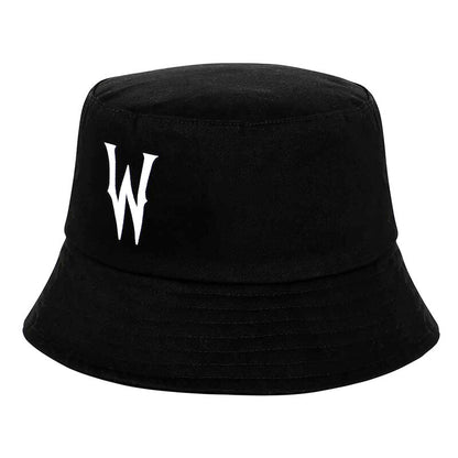 Gorro bucket infantil negro de Miércoles con letra W blanca - 2