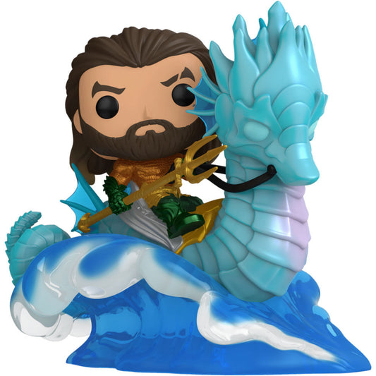 Figura Funko POP! Rides Deluxe de Aquaman sobre Storm con tridente y olas