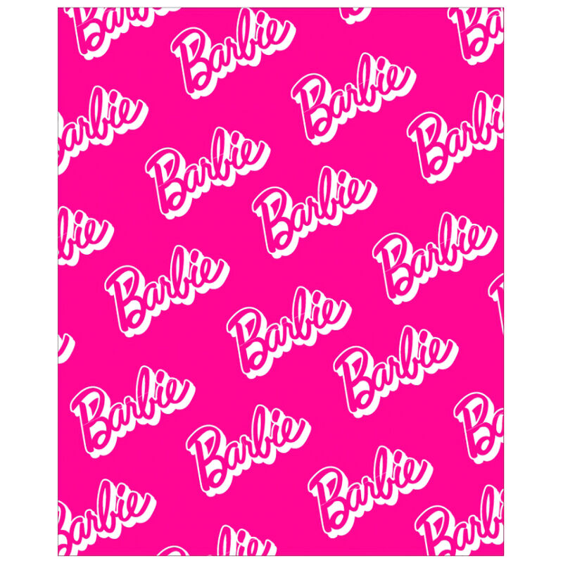 Manta coralina rosa con logotipos Barbie blancos