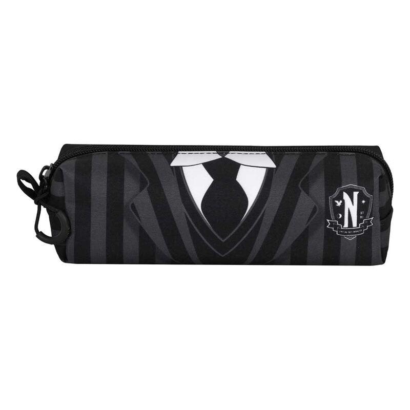 Portatodo Wednesday Uniform negro y gris con camisa y corbata