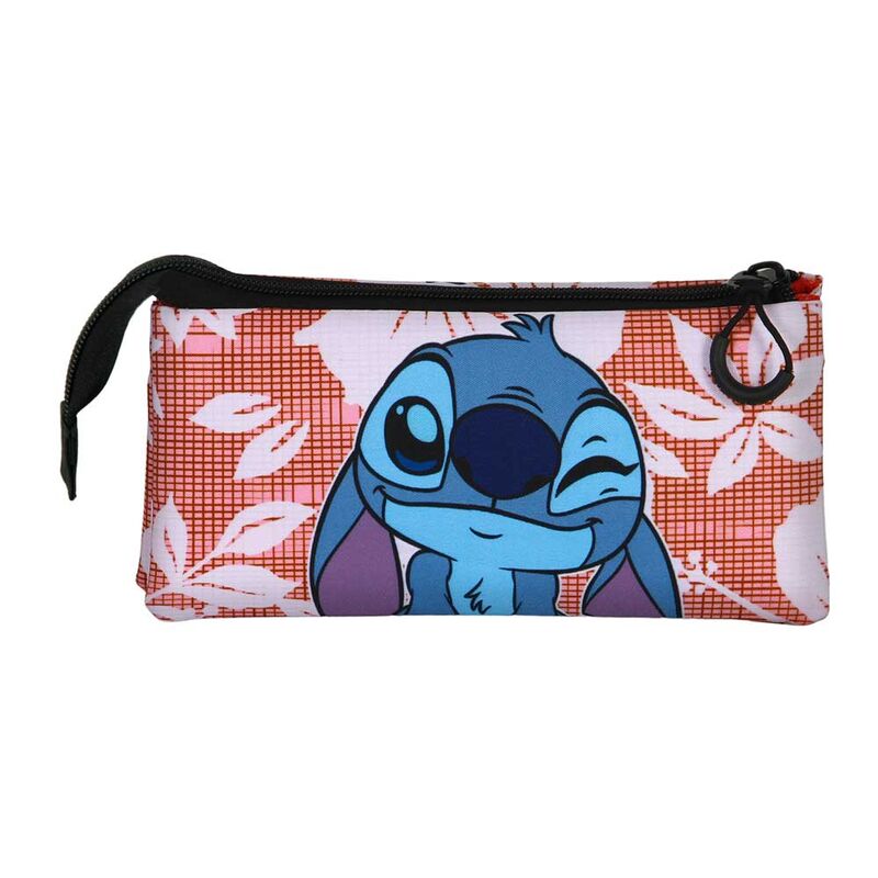 Portatodo triple Maui Stitch Disney rosa con cremallera negra - 2