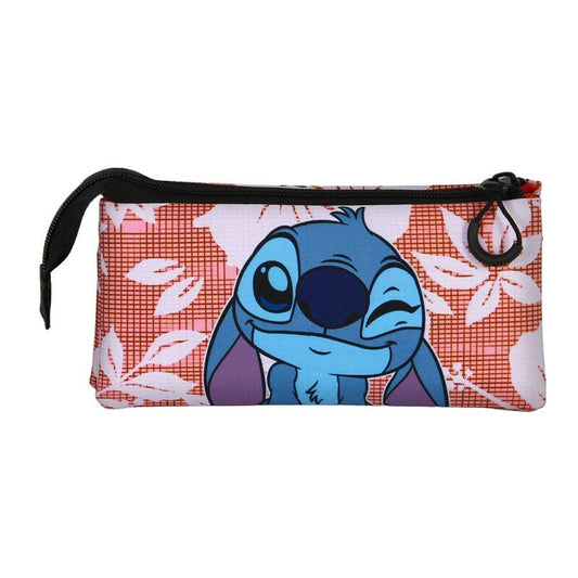 Portatodo triple Maui Stitch Disney rosa con cremallera negra - 2
