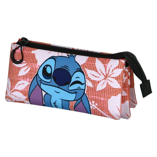 Portatodo triple Maui Stitch Disney rosa con cremallera negra - 3