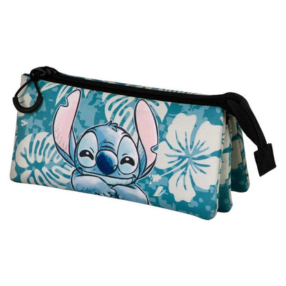 Portatodo triple Aloha Stitch Disney azul con estampado floral - 2
