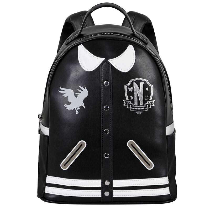 Mochila Varsity negra y blanca de Miércoles - 5
