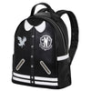 Mochila Varsity negra y blanca de Miércoles