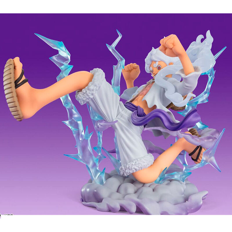 Figura Figuarts Zero de Monkey D. Luffy Gear 5 con efectos azulados y base de nubes - 2
