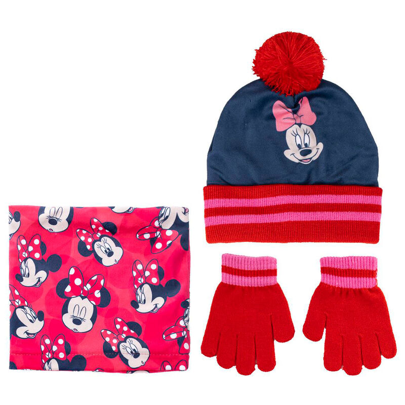 Set de invierno Minnie Disney con gorro, guantes y braga de cuello