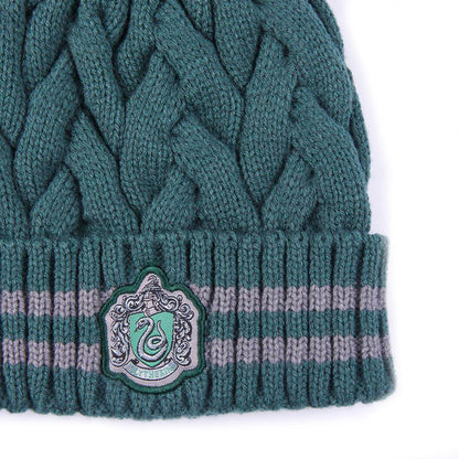 Gorro de punto verde Slytherin Harry Potter con pompón beige - 4