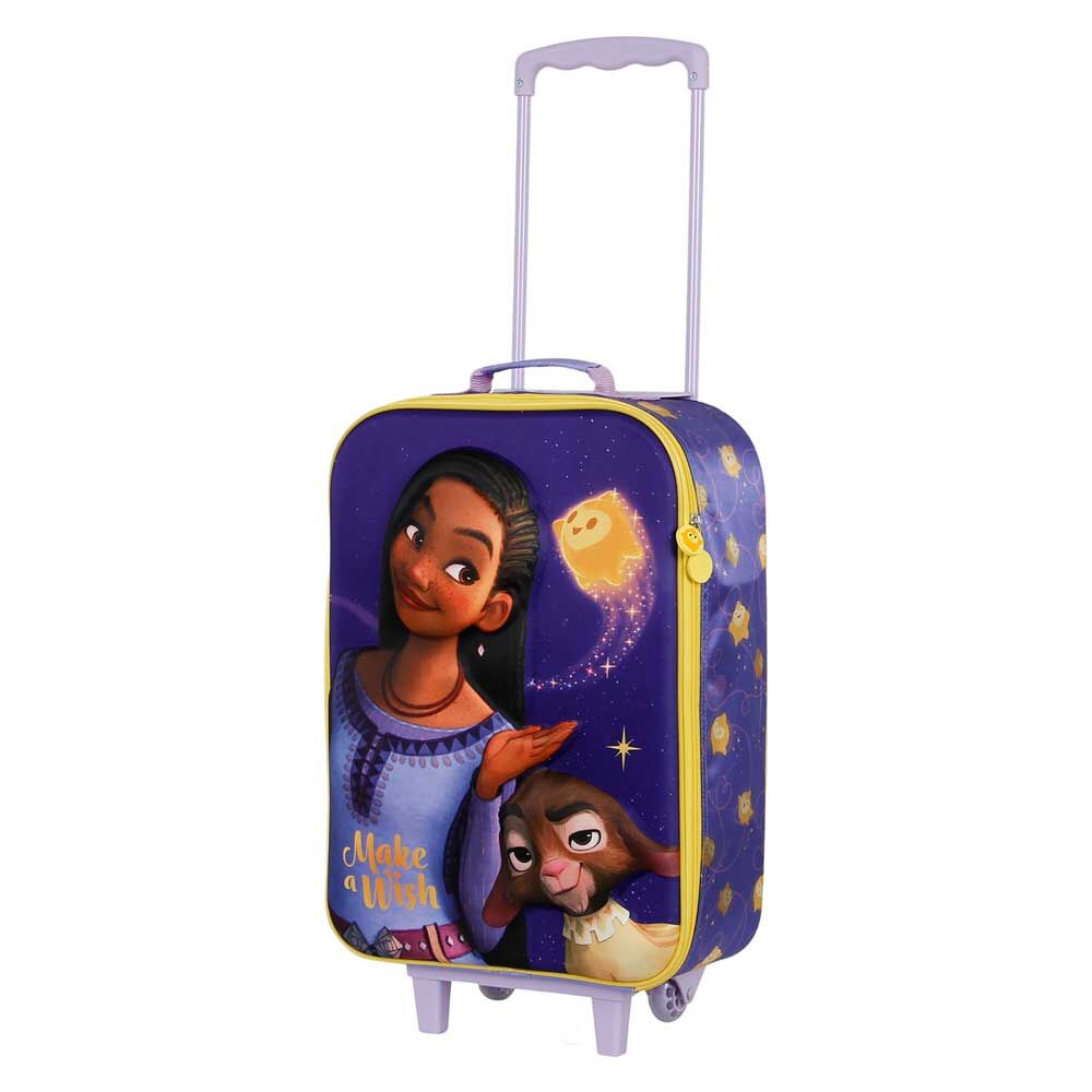 Maleta trolley infantil Wish Disney morada con diseño 3D