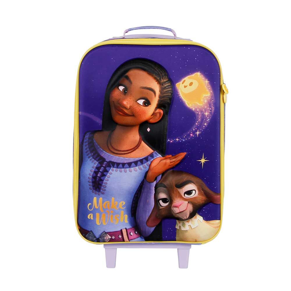 Maleta trolley infantil Wish Disney morada con diseño 3D - 2