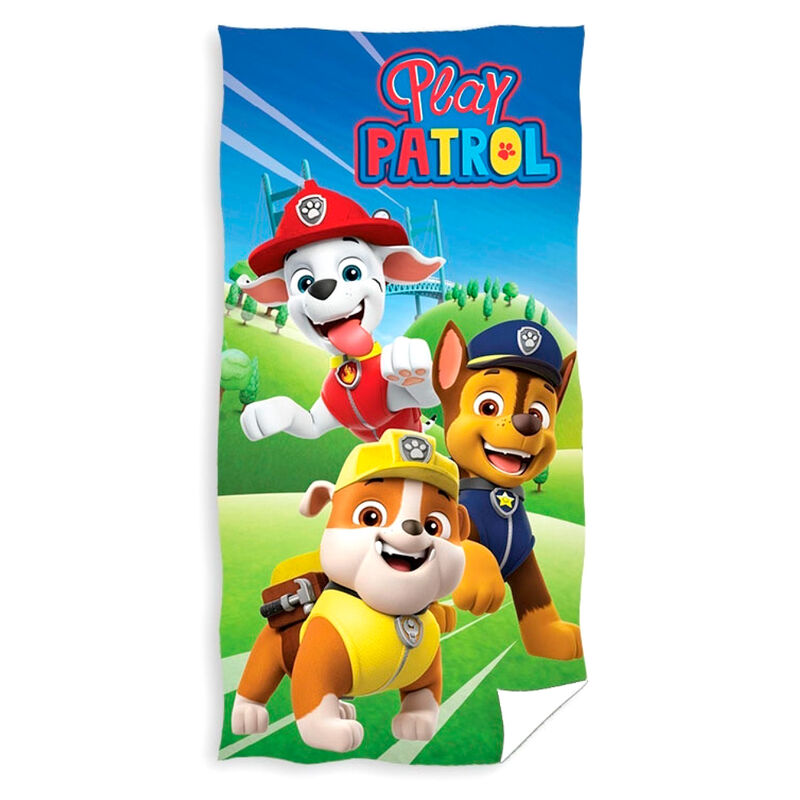 Toalla Paw Patrol azul de algodón con Marshall, Chase y Rubble