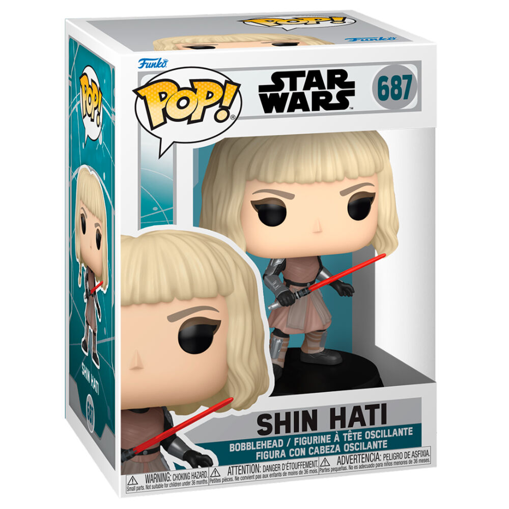 Figura Funko POP! de Shin Hati con sable de luz rojo en caja con ventana