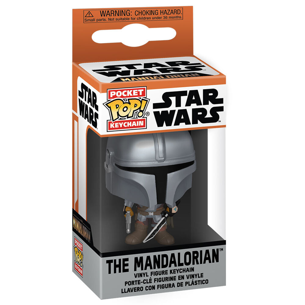 Llavero FUNKO Pocket POP de The Mandalorian en su caja