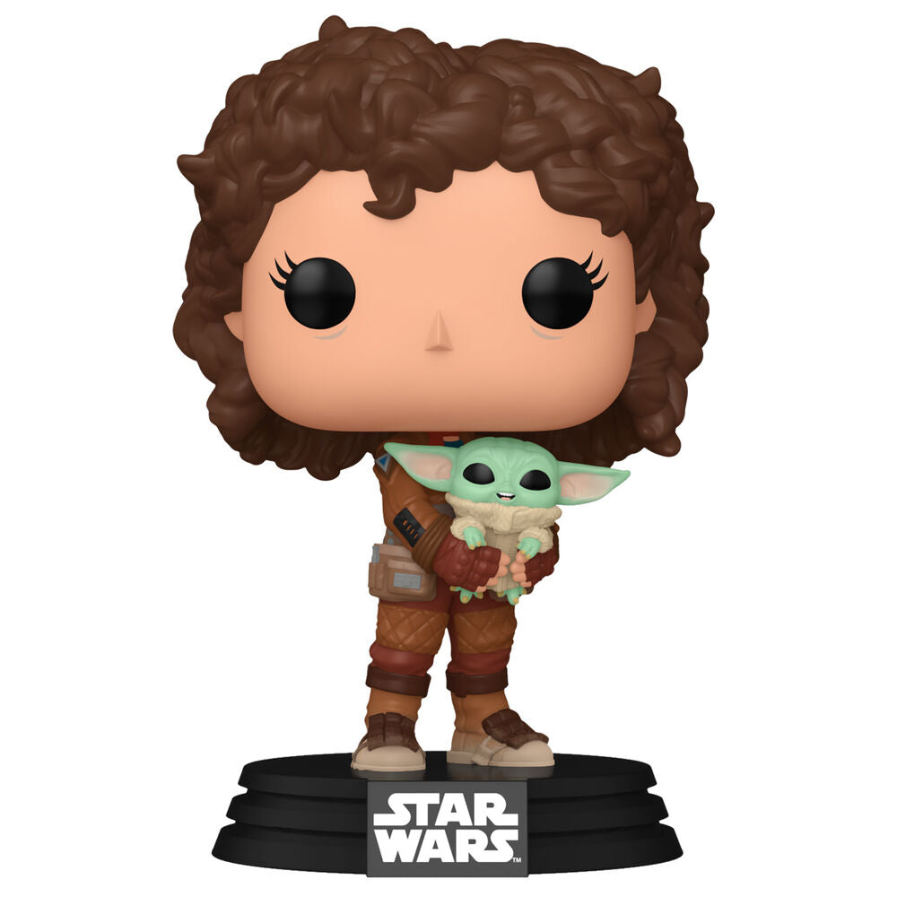 Figura Funko POP! de Peli Motto con Grogu sobre base de Star Wars