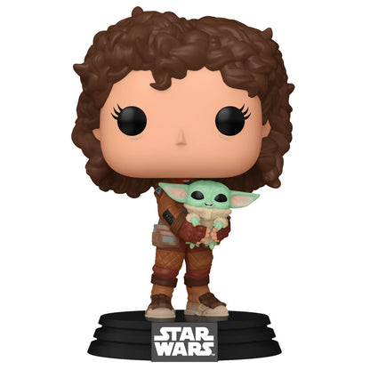 Figura Funko POP! de Peli Motto con Grogu sobre base de Star Wars