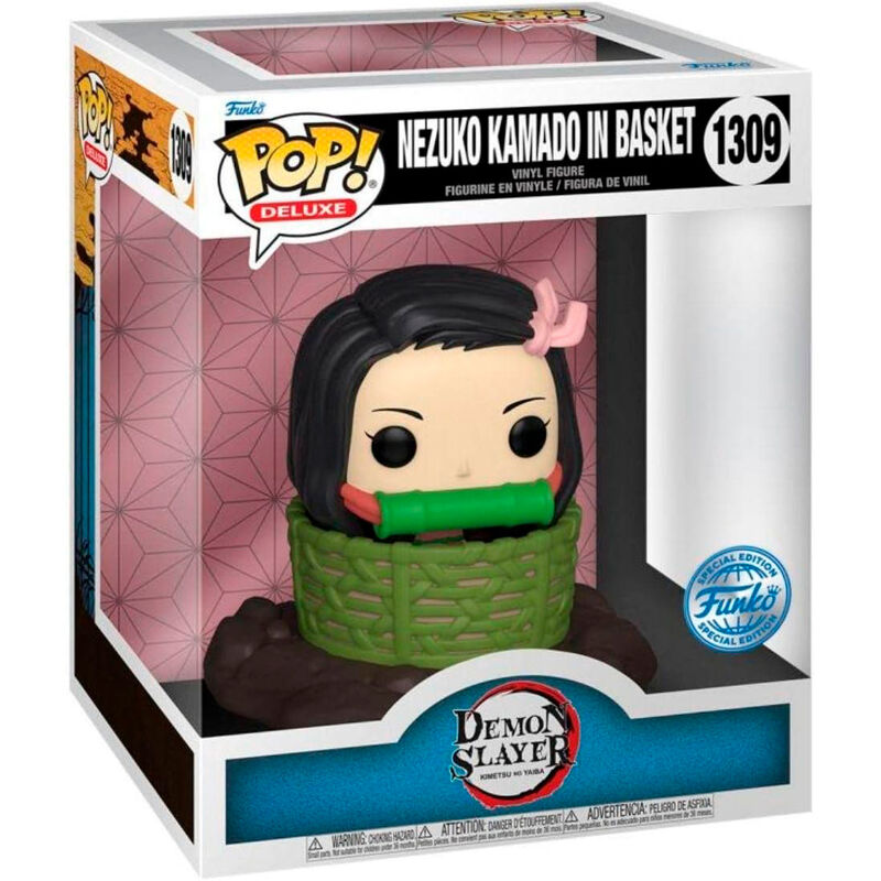 Figura FUNKO POP Deluxe de Nezuko Kamado en una cesta