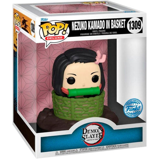 Figura FUNKO POP Deluxe de Nezuko Kamado en una cesta