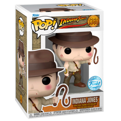 Figura Funko POP! de Indiana Jones con sombrero y látigo en caja con ventana