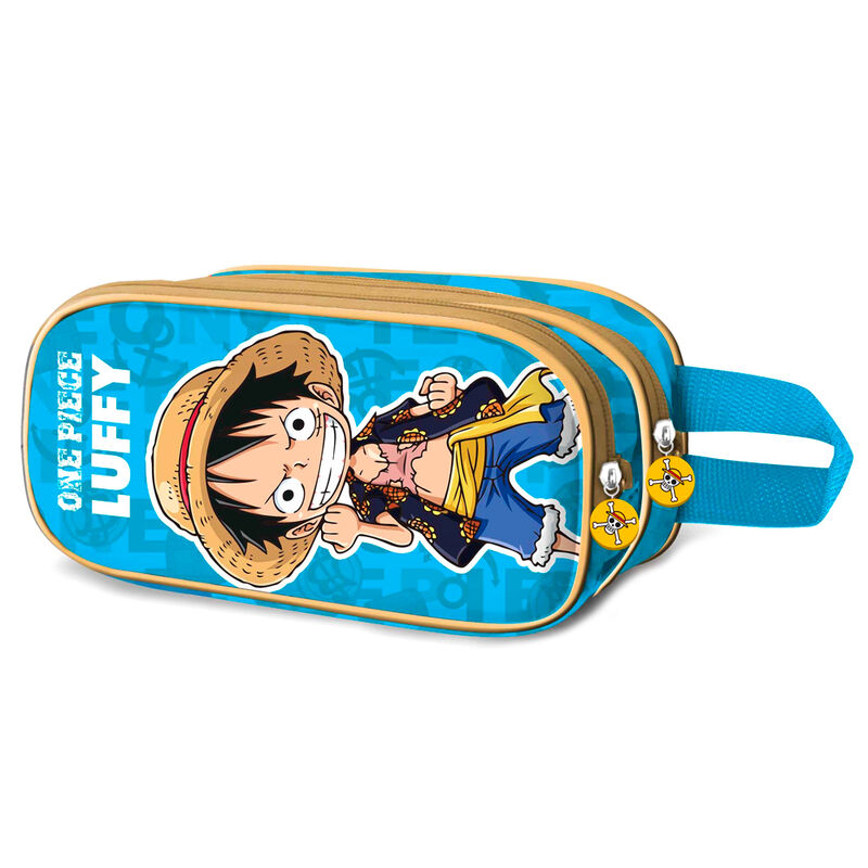 Portatodo doble azul de One Piece con Monkey D. Luffy