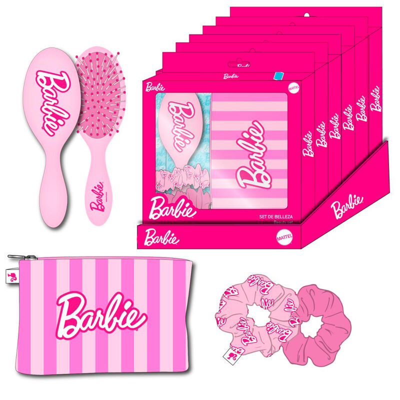 Set de belleza Barbie CERDÁ con neceser rosa, cepillo y coleteros - 2