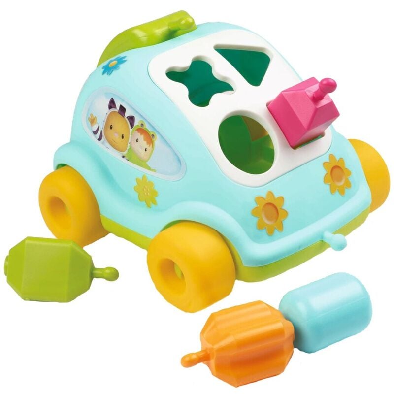 Coche clasificador de formas SMOBY turquesa con piezas de colores
