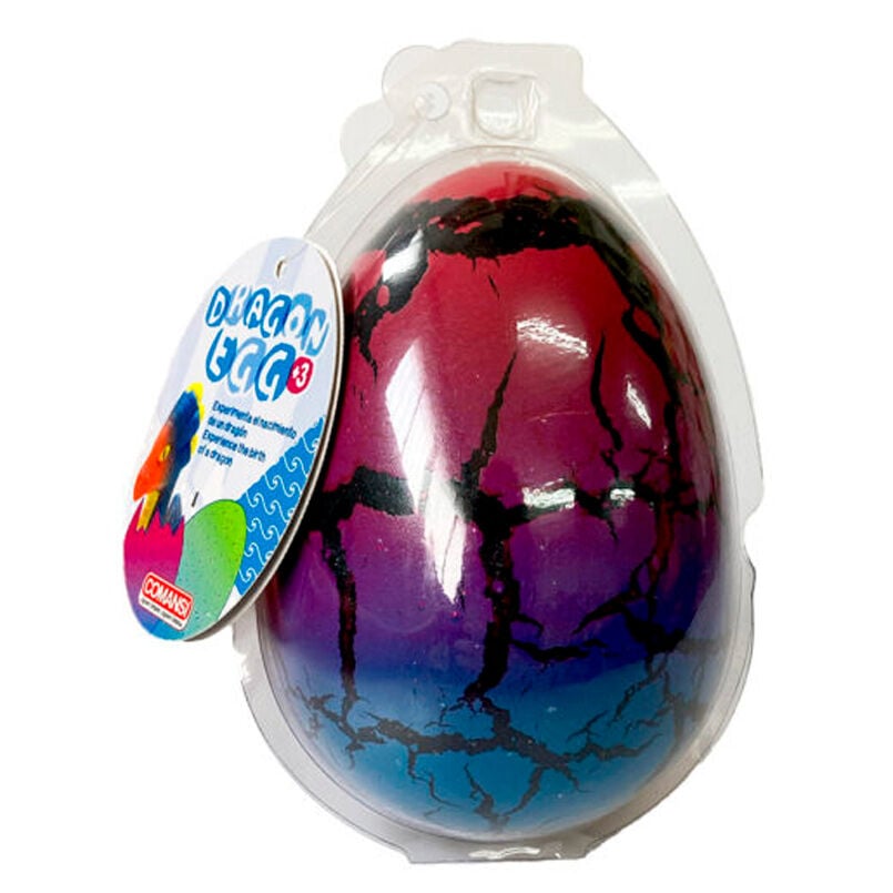 Huevo Dragon Egg de COMANSI con diseño agrietado en rojo, morado y azul