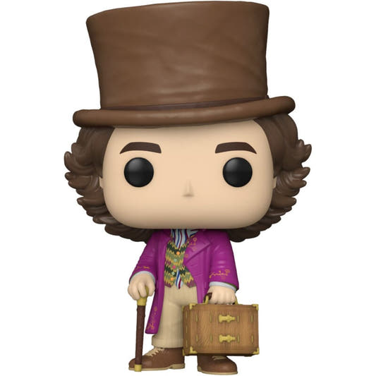 Figura Funko POP de Willy Wonka con sombrero, bastón y maleta