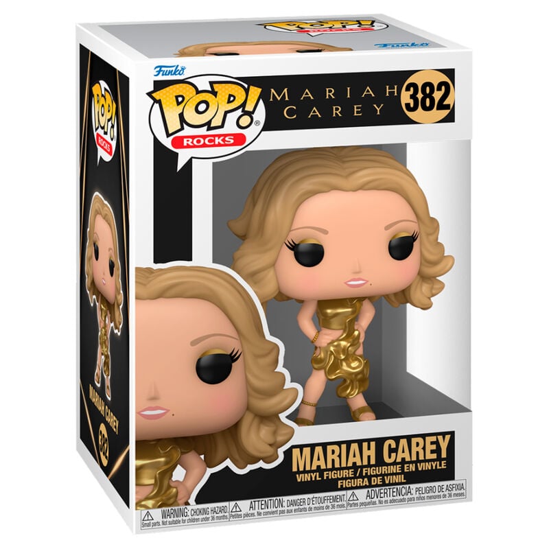 Figura Funko POP! Rocks de Mariah Carey con vestido dorado en caja con ventana