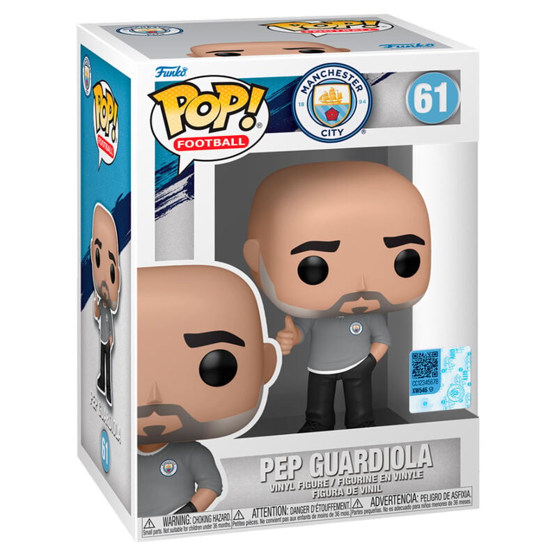 Figura Funko POP! de Pep Guardiola con camiseta del Manchester City en caja