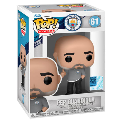 Figura Funko POP! de Pep Guardiola con camiseta del Manchester City en caja