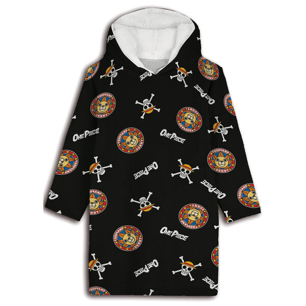 Bata sudadera oversize infantil negra de One Piece con capucha