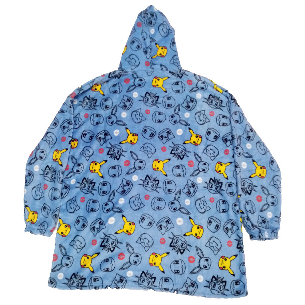 Bata sudadera oversize infantil Pokémon azul con capucha y bolsillo frontal - 2