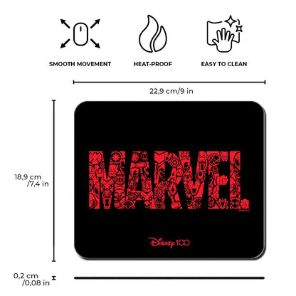 Alfombrilla de ratón negra Marvel Disney 100 con diseño rojo - 3