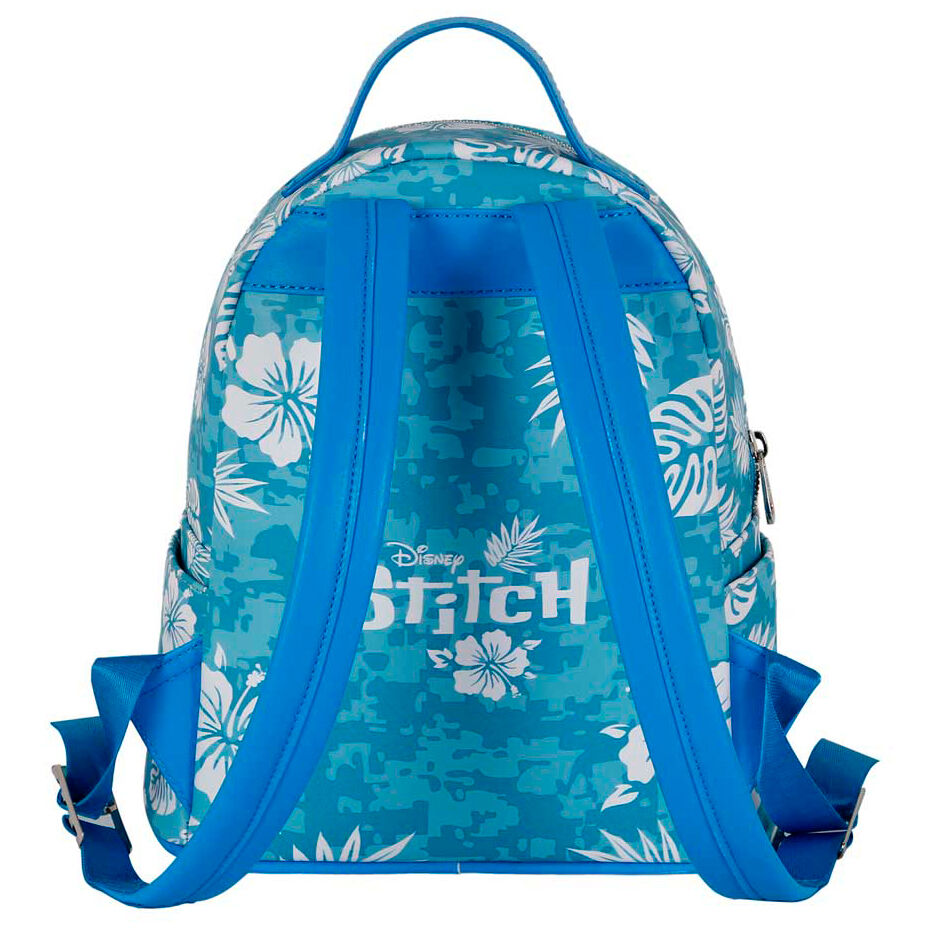 Mochila azul floral Aloha de Stitch Disney con bolsillo frontal - 3