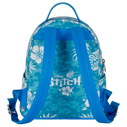 Mochila azul floral Aloha de Stitch Disney con bolsillo frontal - 3